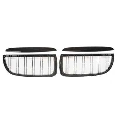 JOM Frontgrill med dobbelt ribbe i blank sort til BMW serie 3 E90 årgang 2005-2008