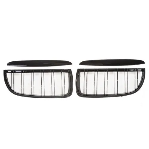 JOM Frontgrill med dobbelt ribbe i blank sort til BMW serie 3 E90 årgang 2005-2008