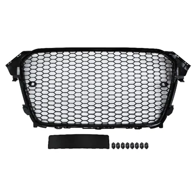 JOM Frontgrill honeycomb i blank sort til Audi A4 B8 årgang 2012-2015