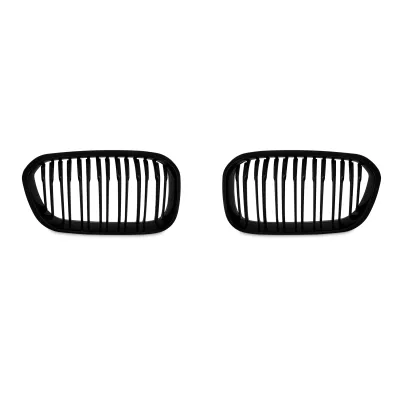 JOM Frontgrill med dobbelt ribbe i blank sort til BMW serie 1 F20/F21 årgang 2015-