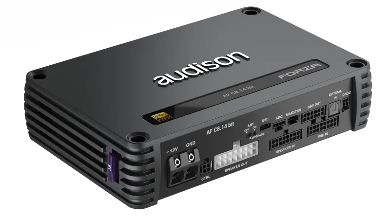 Audison Forza AFC8.14 bit  8-kanals DSP-forstærker, 8 × 100 W