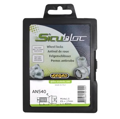 SicuBloc låsebolt, 14x1.50, 40mm med 17 hoved, kugle radius 13