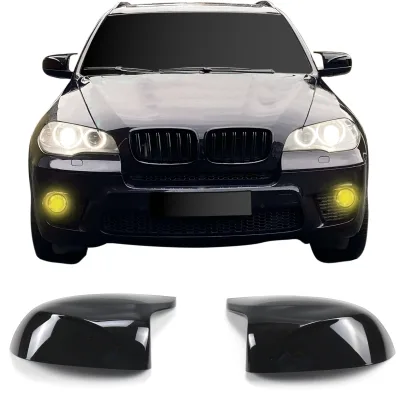 Spejlcover sæt i blank sort til BMW X5 (E70), X6 (E71), 2006-2013