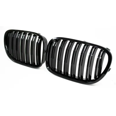 JOM Frontgrill med dobbelt ribbe i blank sort højglans til BMW 7-serie (F01), 20082015