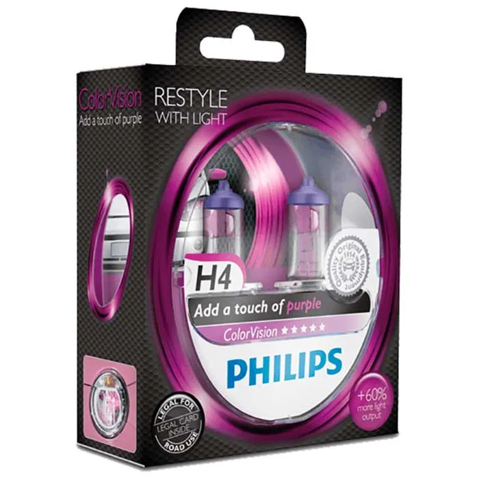 Philips Colorvision Lilla H4 60/55W 12V - Sæt