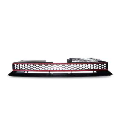 JOM Sports Frontgrill med honey comb gitter i sort med rød liste til VW Golf 6 GTI, årgang 2008-