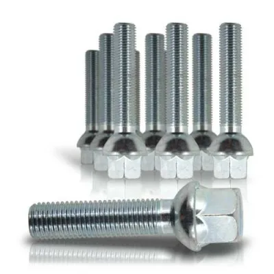 Hjulbolte kugle 12x1,5 - 39 mm gevind, sølv, 10 stk.