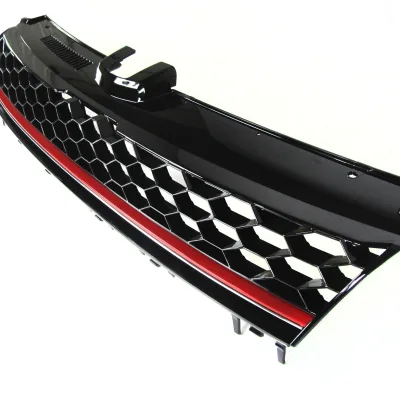 JOM Frontgrill med honeycomb gitter i sort/rød til VW Golf 7 årgang 08.2012- - uden logo