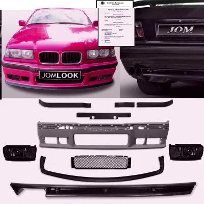 JOM Kofanger kit inkl. røgfarvet tågelygter & hækskørte til BMW 3-serie E36 Sedan, Coupé & Cabriolet