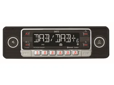 Dietz Retro bilradio med MP3, USB, RDS, AUX, DAB+ & Bluetooth - Sort