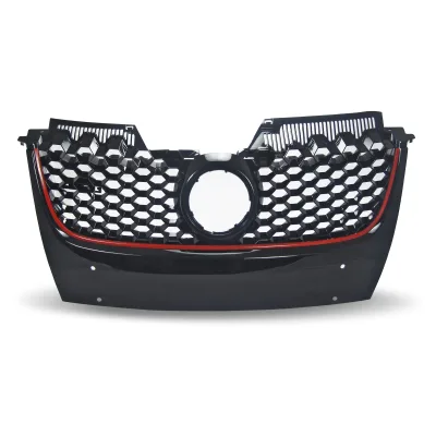 JOM Frontgrill GTI look med honey comb gitter i sort med rød liste til VW Golf 5