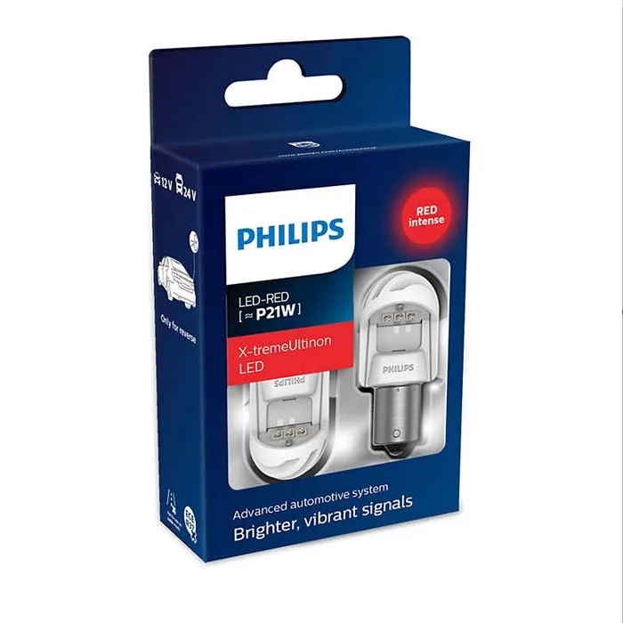 Philips Ultinon LED P21W Rød 12/24V - Sæt