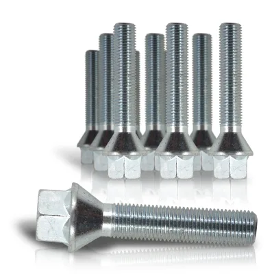 Hjulbolte kegle 14x1,25 - 43 mm gevind, sølv, 10 stk.