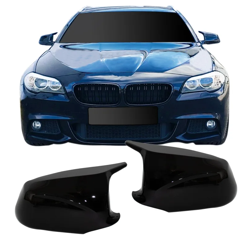 Spejlcover sæt i blank sort til BMW 5 serie F10, F11 Sedan / Touring, pre-facelift, 2010-2013