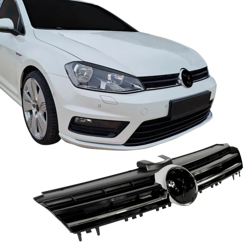 JOM Frontgrill sort højglans uden logo - R-Look - til VW Golf 7, 20122017, Hatchback & Variant